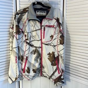 FXR Softshell White Camo Jacket with Pink Details